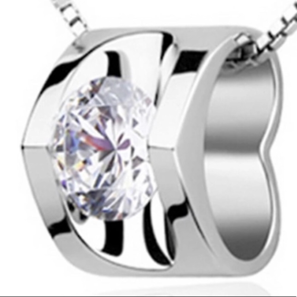 925 CZ Heart Box Chain .85 TCW